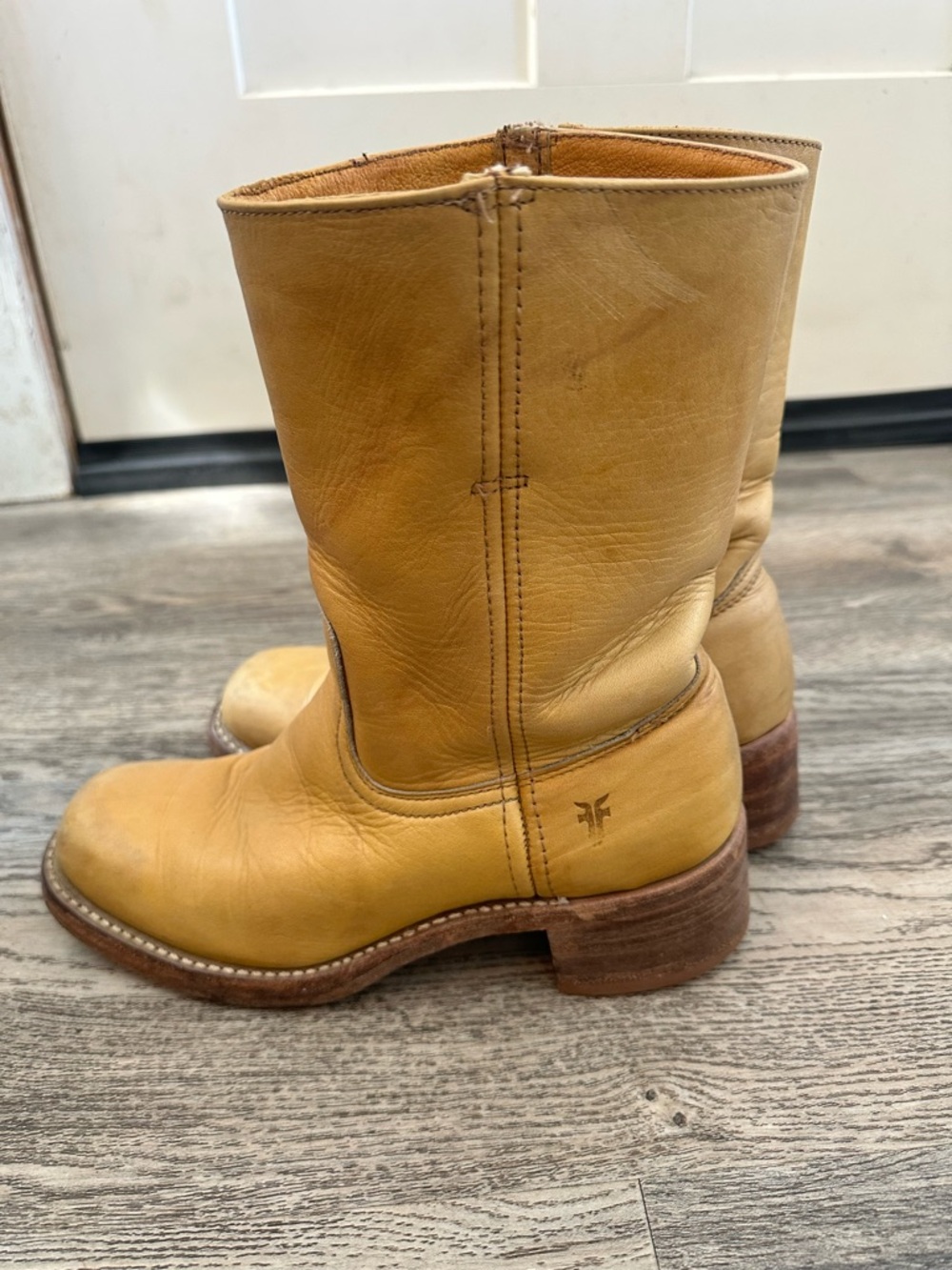Vintage Frye Banana Yellow Heeled Short Boots Size 8M Made in USA